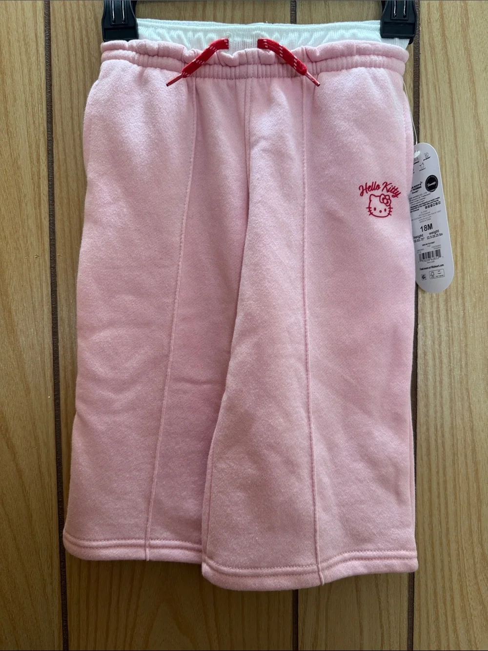 wonder nation Light Pink Hello Kitty Sweatpants with Red Drawstring